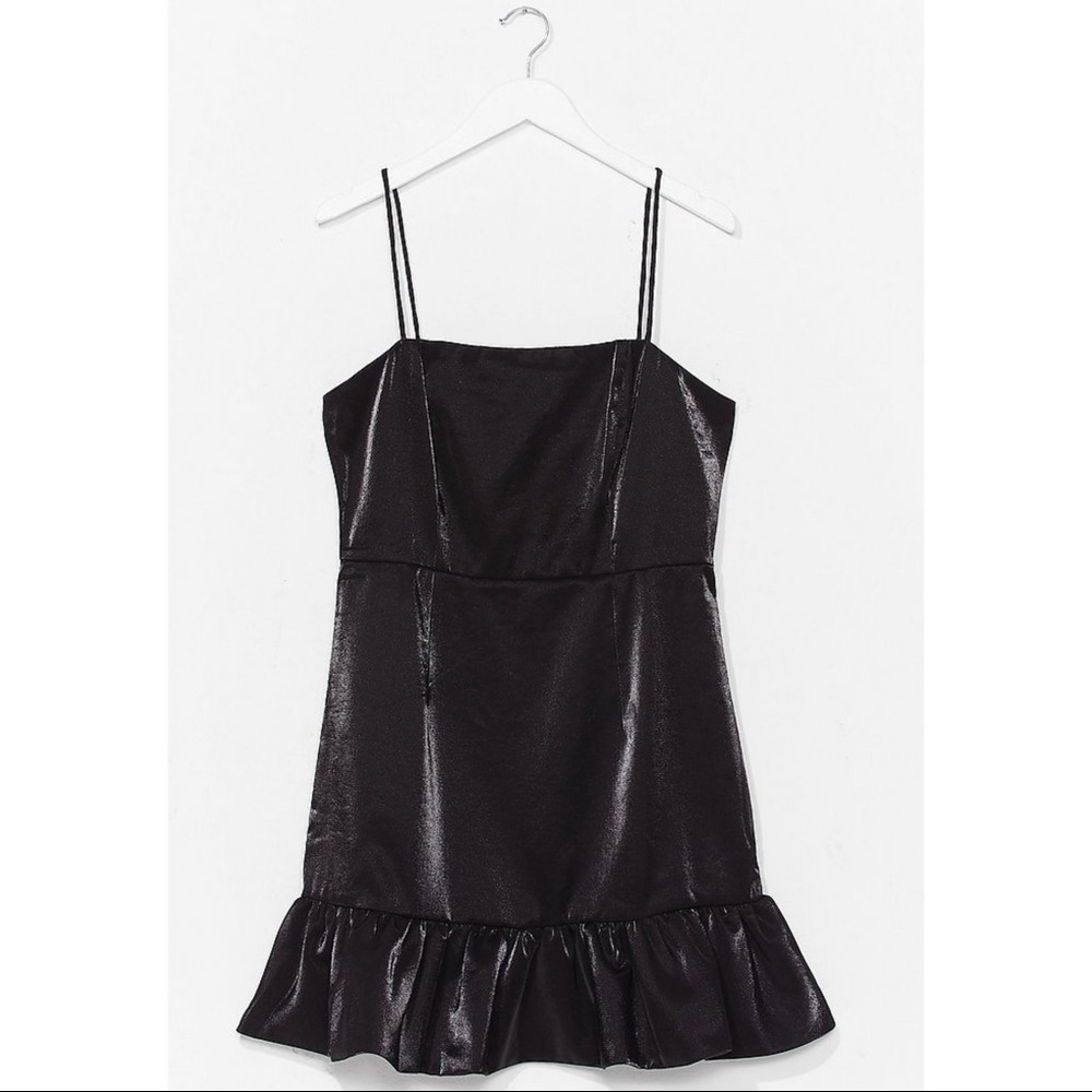 Black metallic mini party dress by Nasty Gal NWT🖤